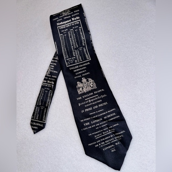 FINAL SALE Museum Artifacts Tie Silk English Reader English Grammar NWT - Picture 7 of 8